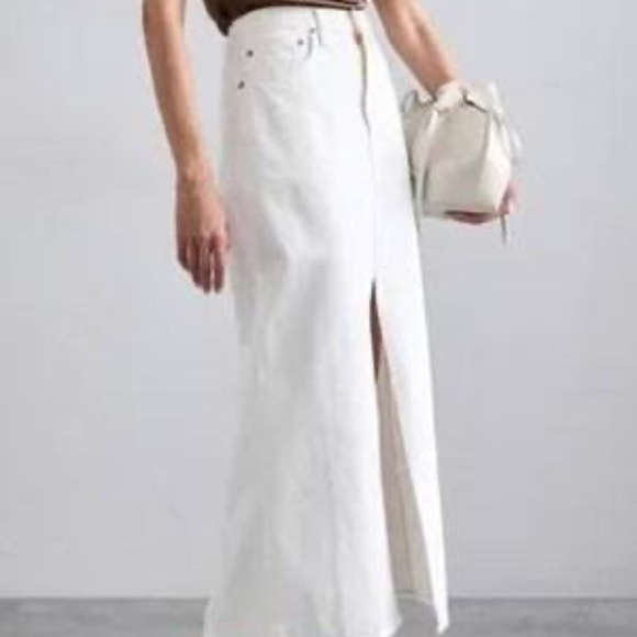 Agolde Ivory Denim Maxi Skirt - Picture 1 of 4